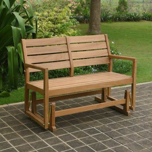 Cambridge Casual Andrea Teak Glider Bench Tan Single Throughout Teak Outdoor Glider Benches (View 10 of 20)
