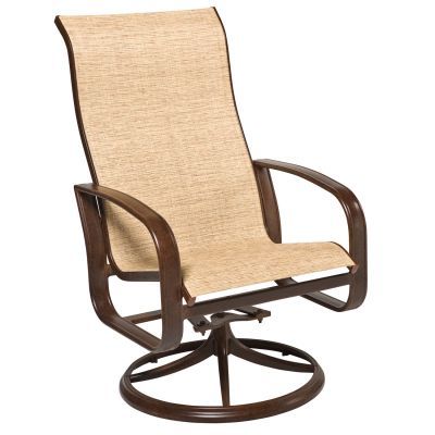 Cayman Isle Padded Sling High Back Swivel Rocking Dining Armchair With Regard To Padded Sling High Back Swivel Chairs (View 18 of 20)