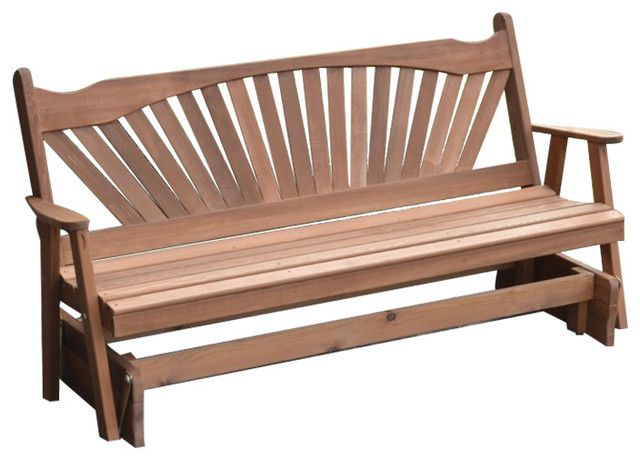 Cedar Fanback Glider Bench, Redwood, 6' For Fanback Glider Benches (Photo 3 of 20)