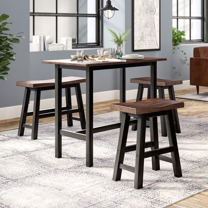 Chelsey 4 Piece Solid Wood Dining Set For 2019 Espresso Finish Wood Classic Design Dining Tables (Photo 20 of 20)