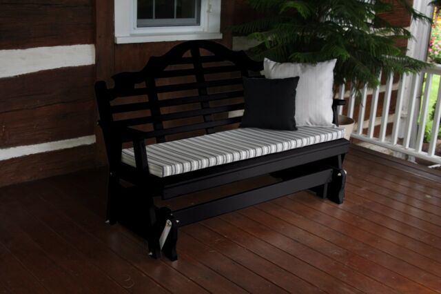 Classic Outdoor 4 Foot Marlboro Glider Bench Amish Made In The Usa  Black  Paint Regarding Classic Glider Benches (Photo 15 of 20)