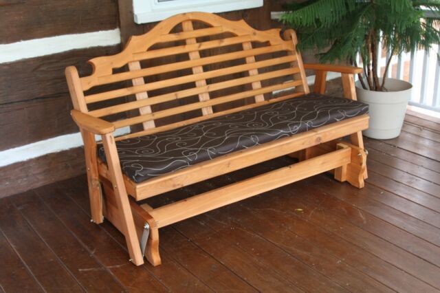 Classic Outdoor 4 Foot Marlboro Glider Bench Amish Made Usa  Redwood Stain With Regard To Classic Glider Benches (Photo 13 of 20)