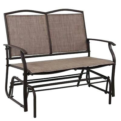 Cloud Mountain Patio Glider Bench Outdoor Cushioned 2 Person Pertaining To 2 Person Loveseat Chair Patio Porch Swings With Rocker (Photo 11 of 20)