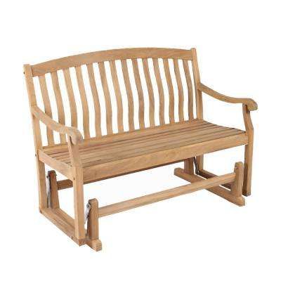 Colton Teak Wood Outdoor Glider Bench Throughout Hardwood Porch Glider Benches (Photo 10 of 20)