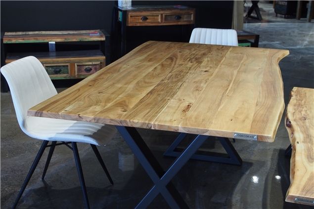 Corcoran Importation Zen Live Edge 67 Inches Dining Table Throughout Most Recently Released Acacia Dining Tables With Black X Legs (View 10 of 20)
