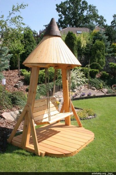 Covered Wooden Swing. Comfortable 2 Person Bench Hanging On For 2 Person White Wood Outdoor Swings (Photo 7 of 20)