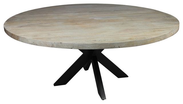 Current Redondo Round Dining Table With Mango Wood Top And Iron Legs Pertaining To Iron Dining Tables With Mango Wood (View 1 of 20)