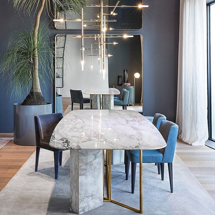 Dining Tables With Brushed Gold Stainless Finish In Current Modern Stylish 63" / 71" / 79" White Faux Marble Dining Table Rectangular  Table In Brushed Gold (View 6 of 20)