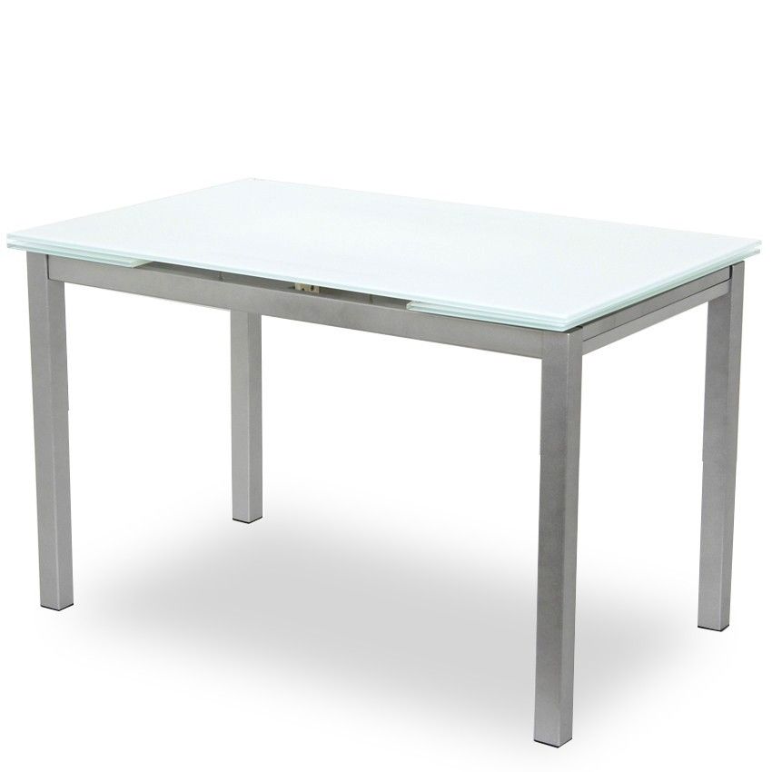 Extendable Dining Table – White Glass / Pearl Legs (Photo 4 of 20)