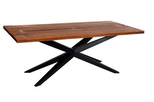 Fashionable Dining Table – Industrial Design Cross Iron Legs Table For Acacia Wood Top Dining Tables With Iron Legs On Raw Metal (Photo 20 of 20)