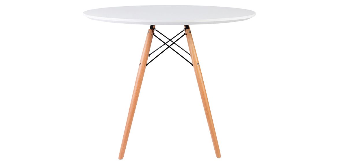 Fashionable Eames Style Dining Tables With Wooden Legs Intended For Charles & Ray Eames Style White Round Dining Table Natural Legs – 90 Cm (Photo 4 of 20)