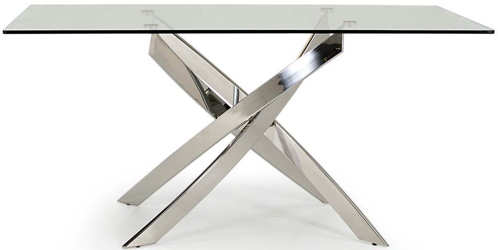 Fashionable Gaeta Stainless Steel And Tempered Glass Rectangle Dining Table 218vd552 Regarding Steel And Glass Rectangle Dining Tables (View 18 of 20)