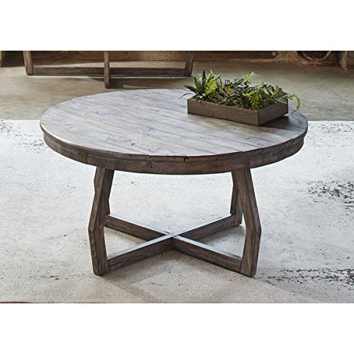 Fashionable Transitional Driftwood Casual Dining Tables With Regard To Cocktail & Coffee Tables Transitional, Rustic Hayden Way Gray Wash  Reclaimed Wood Round Cocktail Table – Assembly Required 41 Ot (View 16 of 20)