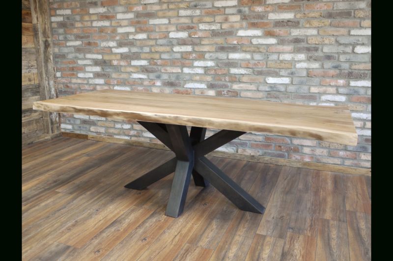 Favorite Solid Acacia Wood Dining Tables Within Urban Acacia Wood Dining Table – Heavy Iron Legs (View 6 of 20)