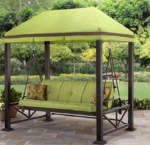 Gazebo Pavilion Swing 3 Person Chair Bed With Canopy Garden With Patio Gazebo Porch Canopy Swings (View 4 of 20)
