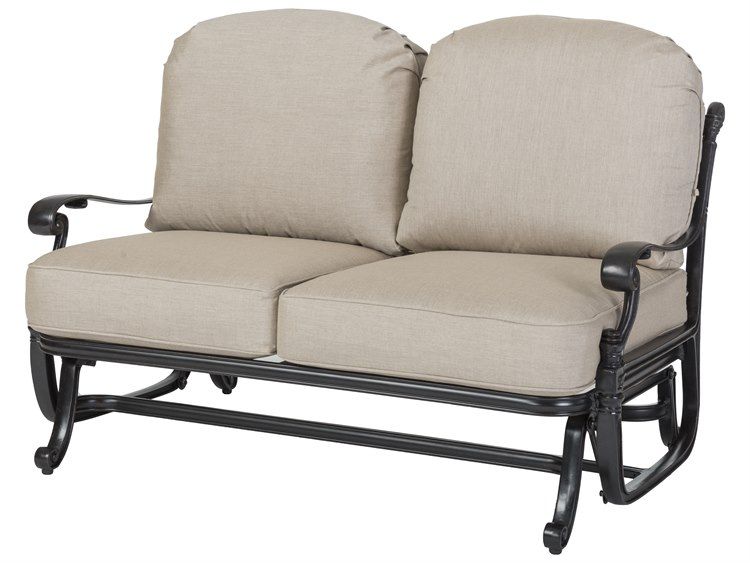 Gensun Florence Cast Aluminum Cushion Loveseat Glider Inside Outdoor Loveseat Gliders With Cushion (Photo 7 of 20)