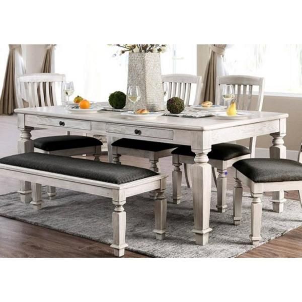 Georgia Antique White And Gray Transitional Style Dining Table Pertaining To Most Up To Date Transitional Driftwood Casual Dining Tables (View 14 of 20)