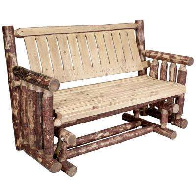 Glacier 2 Person Wood Outdoor Glider In Indoor/outdoor Double Glider Benches (View 8 of 20)