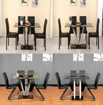 Glass Round Dining Set Modern Chrome Legs 4 Seater White With Regard To 2020 4 Seater Round Wooden Dining Tables With Chrome Legs (View 19 of 20)