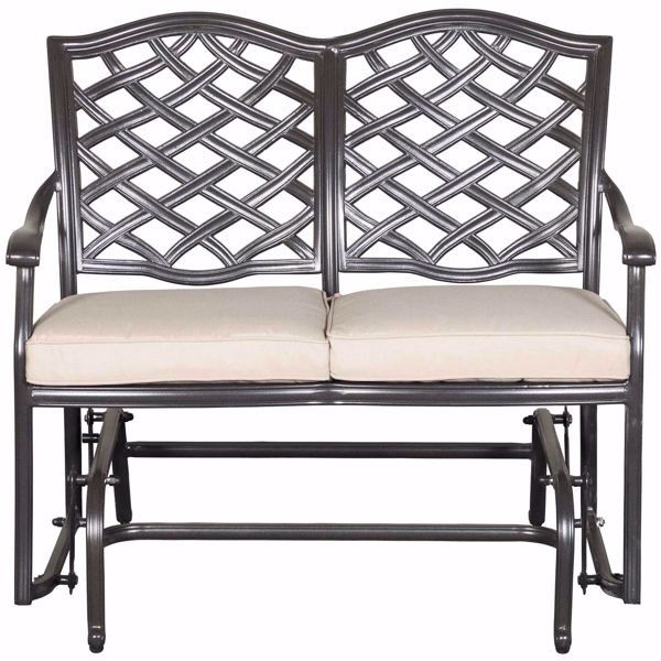 Halston Patio Glider Loveseat With Cushions In Outdoor Loveseat Gliders With Cushion (Photo 19 of 20)