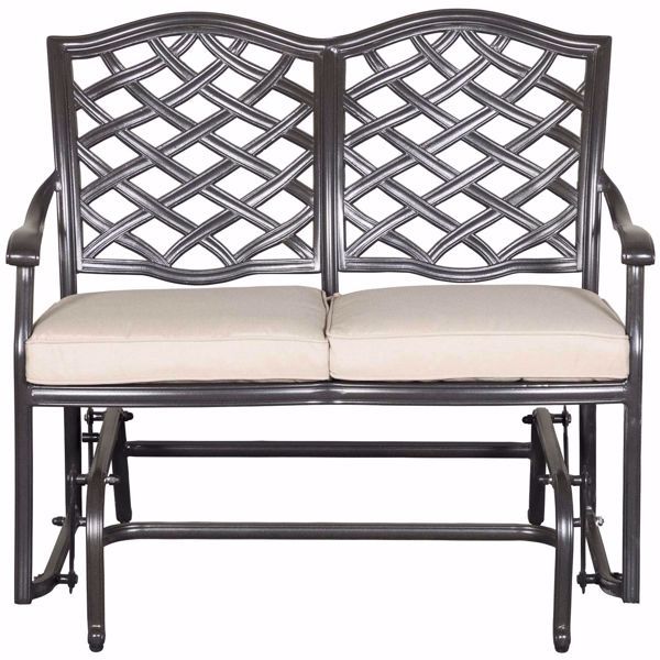 Halston Patio Glider Loveseat With Cushions Intended For Glider Benches With Cushion (Photo 18 of 20)