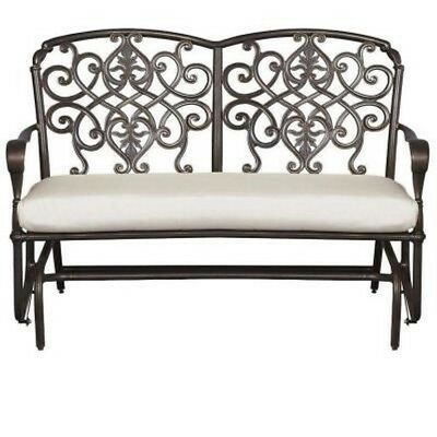 Hampton Bay Edington Cast Back Double Glider With Cushions Included Model  591084 843045016878 | Ebay Regarding Aluminum Outdoor Double Glider Benches (View 14 of 20)