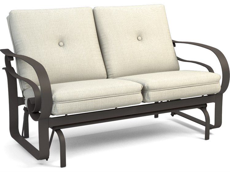 Homecrest Emory Cushion Aluminum Low Back Loveseat Glider With Low Back Glider Benches (Photo 7 of 20)