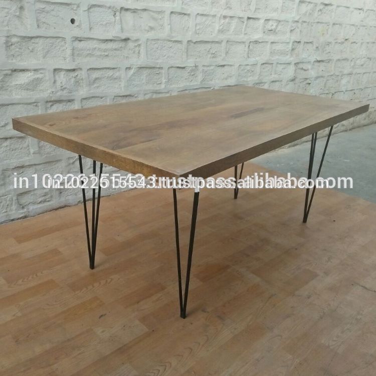 Industrial Metal Hairpin Leg Dining Table,industrial Mango Wood Slab Dining  Table – Buy Thick Wood Slab Dining Table,natural Wood Slab Dining With Regard To Newest Iron Dining Tables With Mango Wood (View 12 of 20)