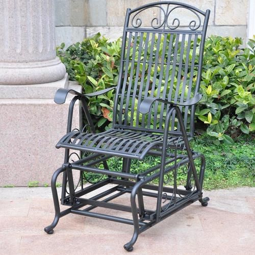 International Caravan 1 Person Antique Black Steel Outdoor Glider At  Lowes Inside Black Outdoor Durable Steel Frame Patio Swing Glider Bench Chairs (Photo 17 of 20)