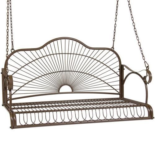 Iron Hanging Patio Porch Swing With Chain Chair Bench Seat Outdoor Deck  Backyard Within Porch Swings With Chain (View 13 of 20)