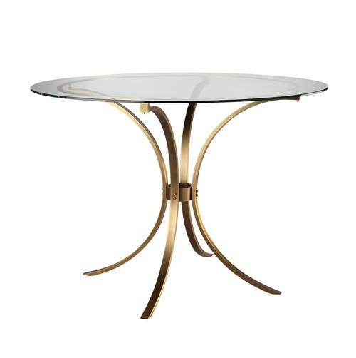 Karter Modern Classic Round Clear Glass Gold Metal Dining In Fashionable Modern Gold Dining Tables With Clear Glass (View 4 of 21)