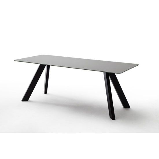 Latest Glass Dining Tables With Metal Legs Within Nebi Glass Dining Table In Grey With Metal Legs (View 7 of 20)