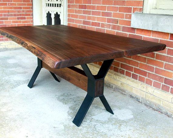 Live Edge Black Walnut Dining Table Custom Steel Legs Modern In Well Known Walnut Finish Live Edge Wood Contemporary Dining Tables (View 6 of 20)