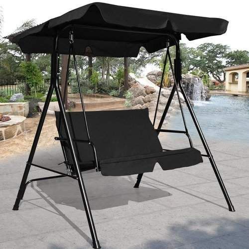 Mansour Patio Loveseat Canopy Hammock Porch Swing With Stand Throughout Outdoor Canopy Hammock Porch Swings With Stand (Photo 3 of 20)