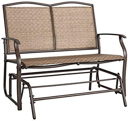 Marble Field Patio Swing Glider Bench For 2 Person, Garden Throughout Outdoor Patio Swing Glider Bench Chairs (View 9 of 20)