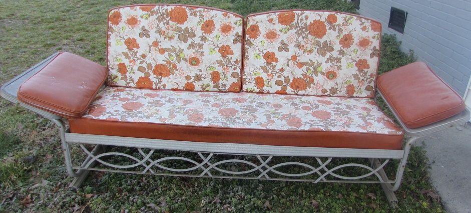 Metal Vintage Cushioned Porch Gliders,old Metal Gliders Throughout Aluminum Glider Benches With Cushion (View 13 of 20)