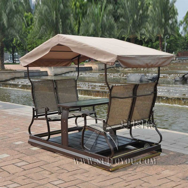 Modern 4 Seats Right Left Movable Outdoor Swing Chair Adult In Garden Leisure Outdoor Hammock Patio Canopy Rocking Chairs (Photo 14 of 20)