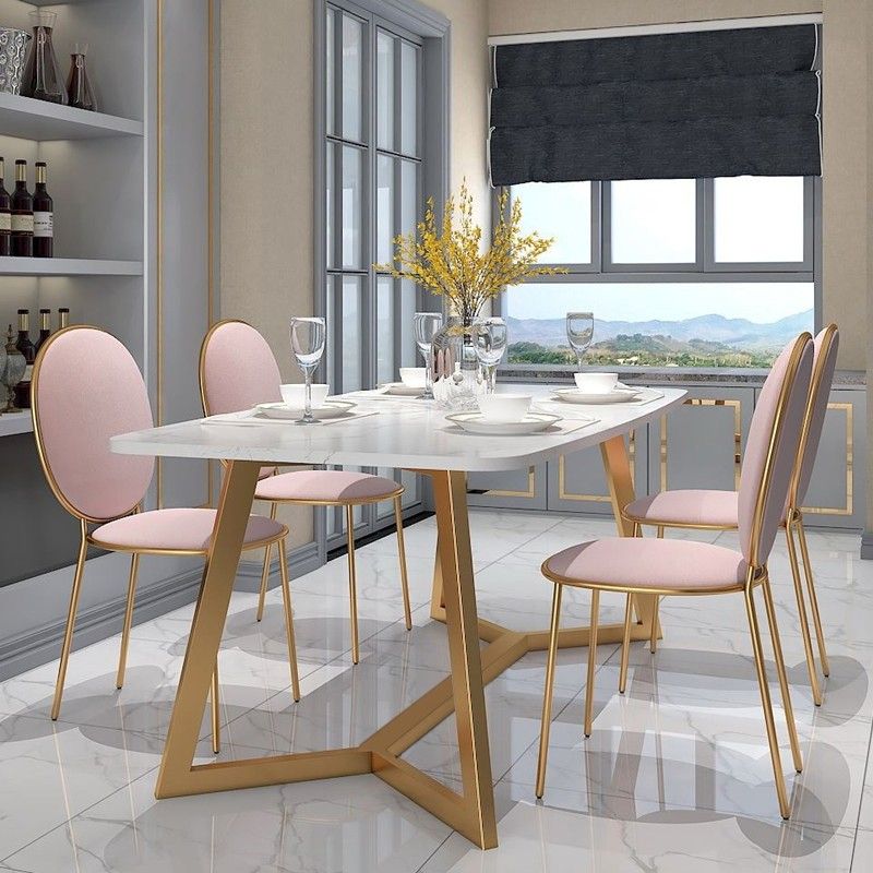 Modern Dining Tables Inside Most Current Modern Stylish Design Rectangular Dining Table In Gold With White Faux  Marble Top (Photo 1 of 20)