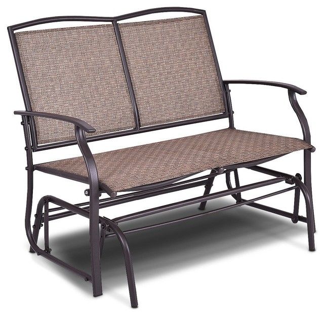 Modern Patio Glider Rocking 2 Person Steel Bench Inside Speckled Glider Benches (View 2 of 20)