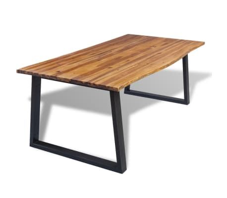 Most Current Solid Acacia Wood Dining Tables With Regard To Details About Solid Acacia Wood 71" Brown And Black Dining Table  Oil Finished Top Metal Legs✓ (View 9 of 20)