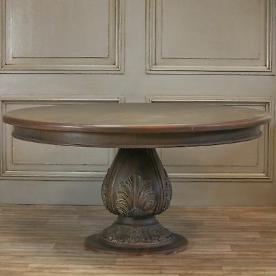 Most Up To Date Large Rustic Look Dining Tables Throughout French Style Wooden Round Rustic Pedestal Acorn Large Dining Table  Feb  Delivery (View 14 of 20)
