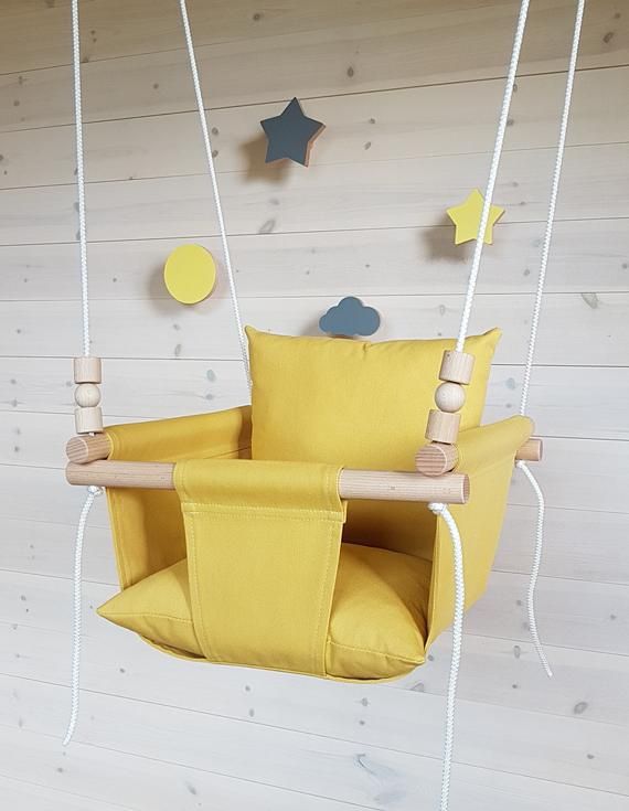 Mustard Baby Swing/toddler Swing/ Natural Swing/ Cotton Swing/ Indoor  Swing/first Birthday Gift/swing Regarding Cotton Porch Swings (Photo 17 of 20)