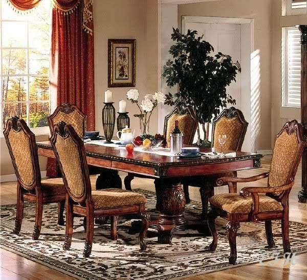 New 7pc Formal Traditional Chateau Rustic Cherry Finish Wood Dining Table  Set Pertaining To Most Recent Transitional Driftwood Casual Dining Tables (View 13 of 20)