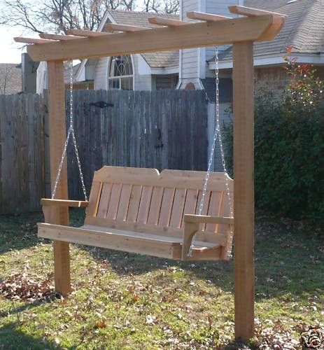 New Cedar Wood Garden Arbor 5 Ft Porch Swing Stand Heavy Regarding 5 Ft Cedar Swings With Springs (View 2 of 20)