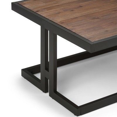Newest Acacia Dining Tables With Black Rocket Legs Regarding Cecilia Solid Acacia Wood Coffee Table Rustic Natural Aged (View 4 of 20)