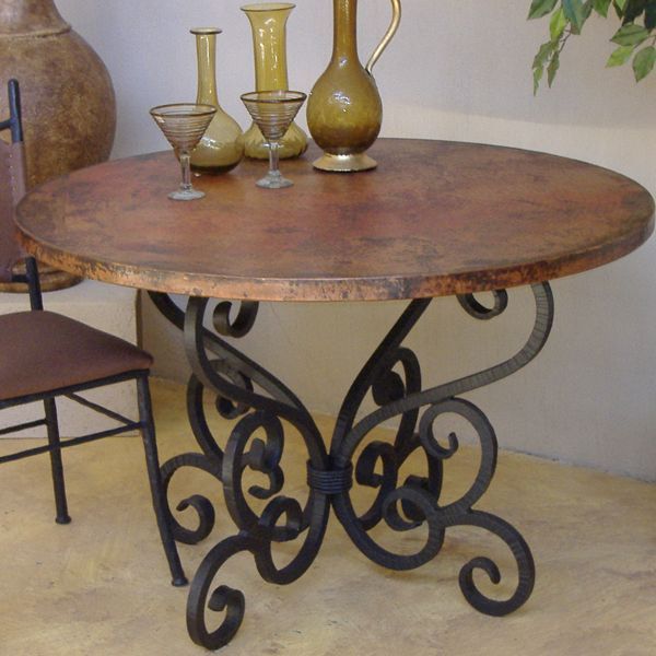 Nice Wrought Iron Dining Table Base Would Look Great With Throughout Most Recent Black Top  Large Dining Tables With Metal Base Copper Finish (View 12 of 20)