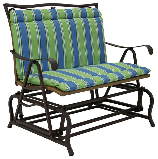 Oudoor Loveseat Glider Cushion, 1 Piece Seat And Back, Haliwell Caribbean With Outdoor Loveseat Gliders With Cushion (View 2 of 20)