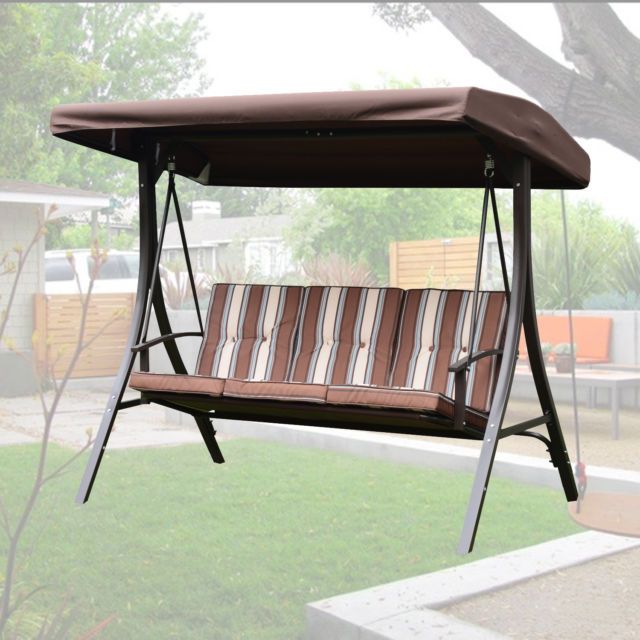 Outdoor 3 Person Patio Gazebo Swing Hammock Chair W/ Canopy & Removable  Cushion In Patio Gazebo Porch Canopy Swings (Photo 11 of 20)