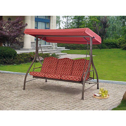 Outdoor 3 Triple Seater Hammock Swing Glider Canopy Patio With Canopy Porch Swings (View 16 of 20)