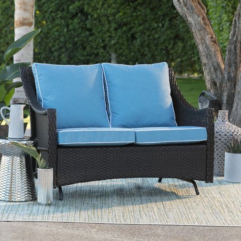 Outdoor Belham Living Lindau All Weather Wicker Loveseat In Outdoor Loveseat Gliders With Cushion (View 3 of 20)
